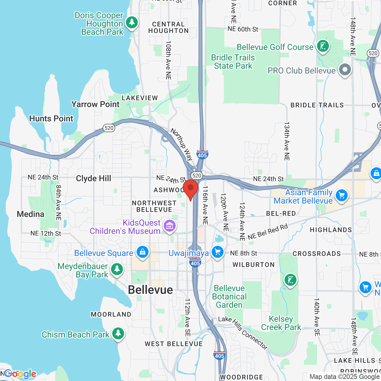 Google map image of our location in 1800 112th Ave NE Bellevue, WA